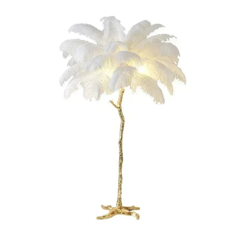 BLANC / HAUTEUR 60 CM X 25 CM PLUME Lampe sur pied a plume