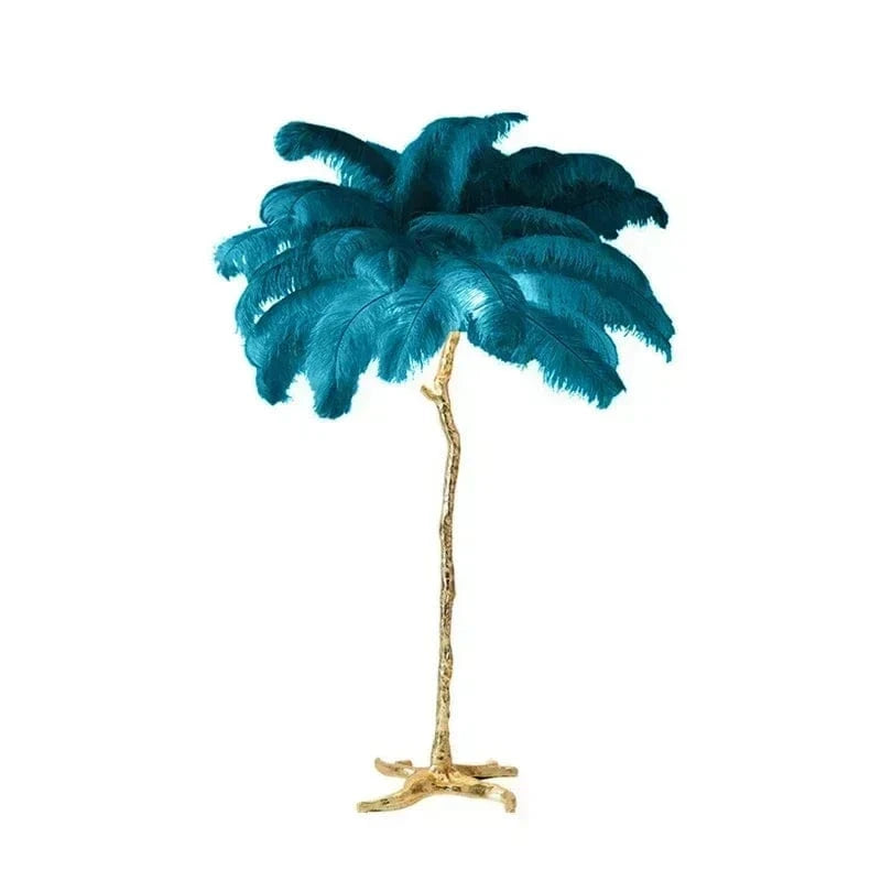 BLEU / HAUTEUR 60 CM X 25 CM PLUME Lampe sur pied a plume