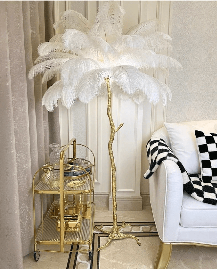 Lampe sur pied a plume