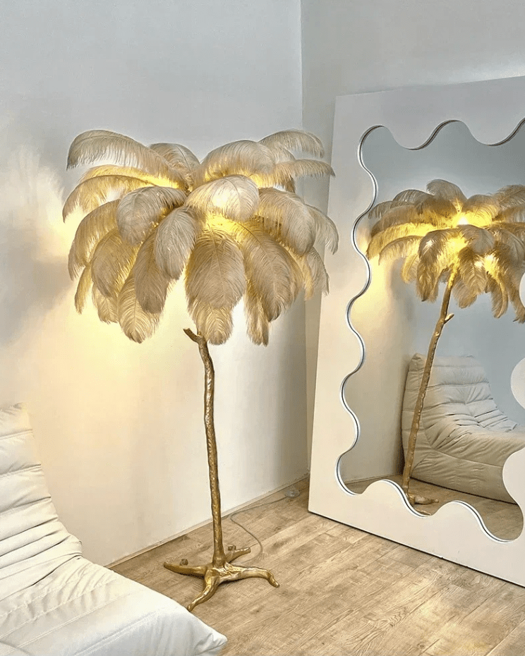 Lampe sur pied a plume
