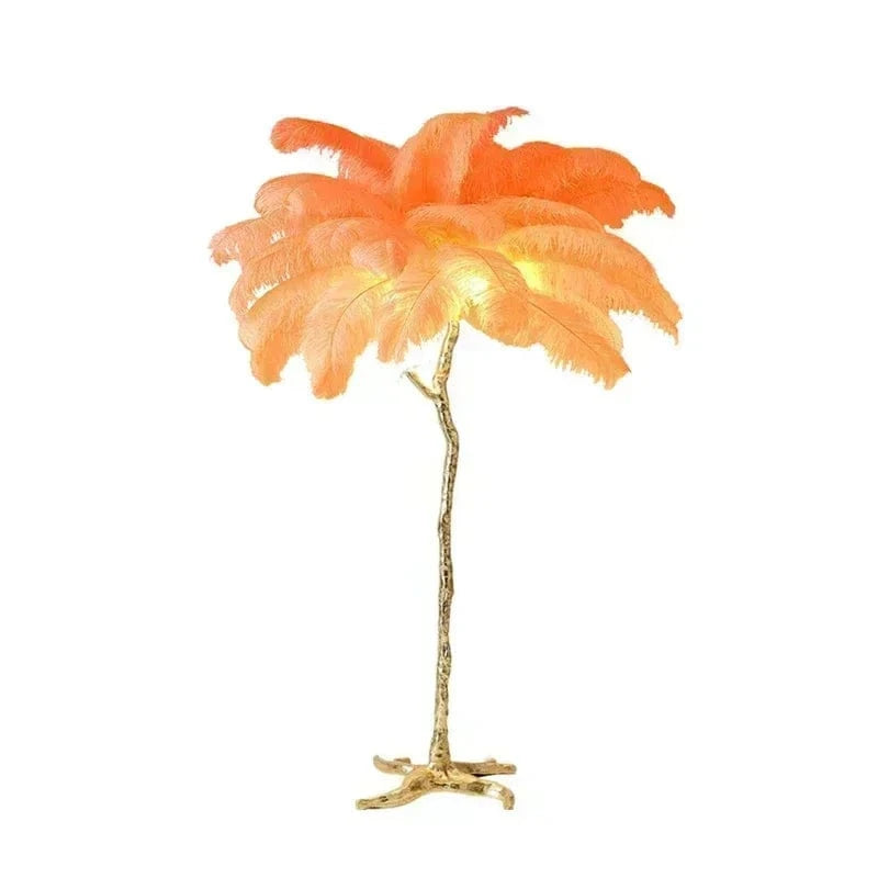 ORANGE / HAUTEUR 60 CM X 25 CM PLUME Lampe sur pied a plume