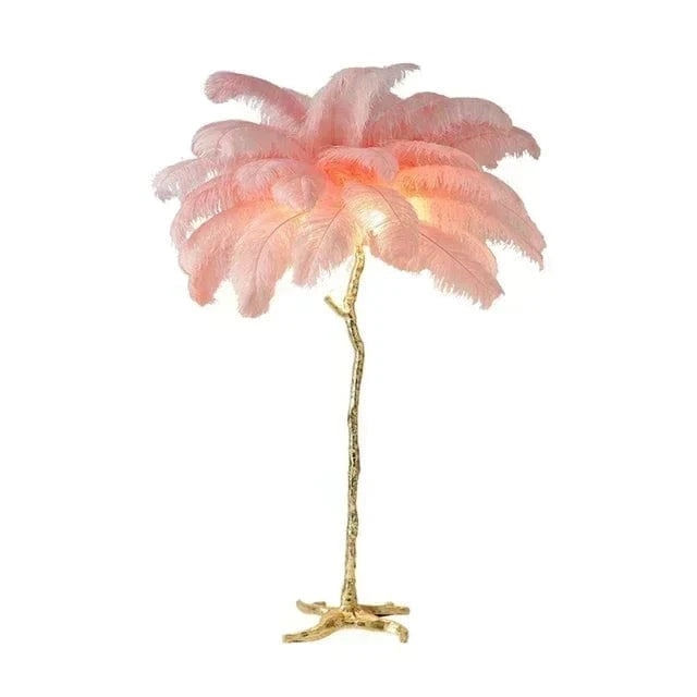 ROSE / HAUTEUR 60 CM X 25 CM PLUME Lampe sur pied a plume