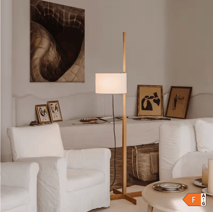 BAMBOU / LUMIÈRE CHAUDE Lampe sur pied bois naturel