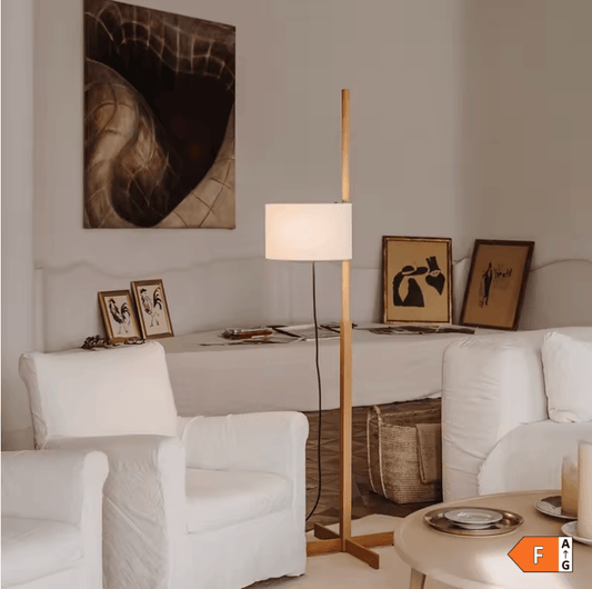 BAMBOU / LUMIÈRE CHAUDE Lampe sur pied bois naturel