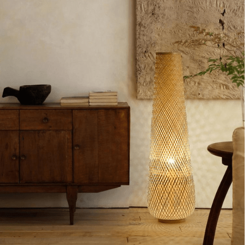 Lampe sur pied osier