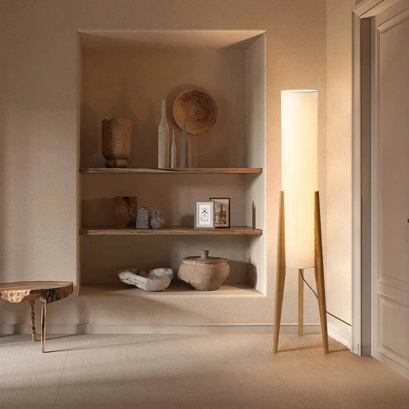 BAMBOU / AMPOULE LUMIÈRE CHAUDE Lampe sur pied tissu