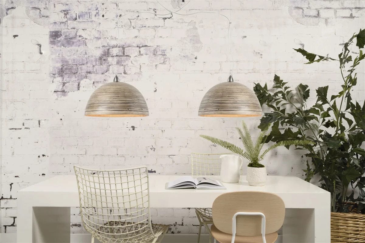 Lampe suspendue bambou Halong simple, naturel foncé