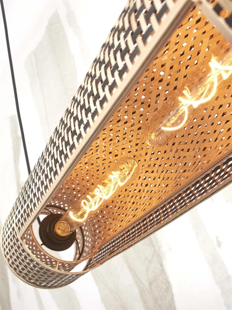 Lampe Suspendue "Bhoutan Cylindre 85cm, Bl/Nat." de Good & Mojo