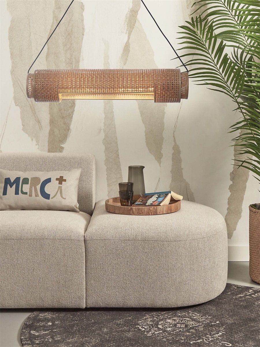 Lampe Suspendue "Bhoutan Cylindre 85cm, Nat."