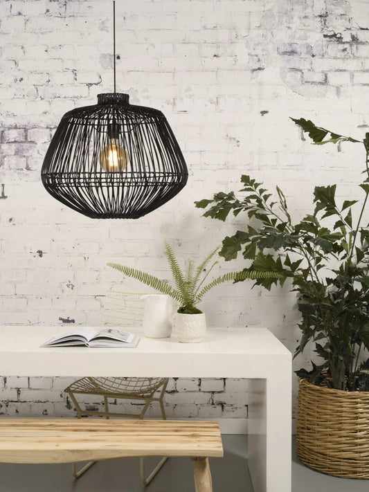 Lampe suspendue en rotin de Madagascar, noire