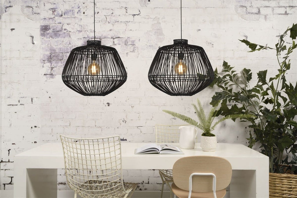 Lampe suspendue en rotin de Madagascar, noire