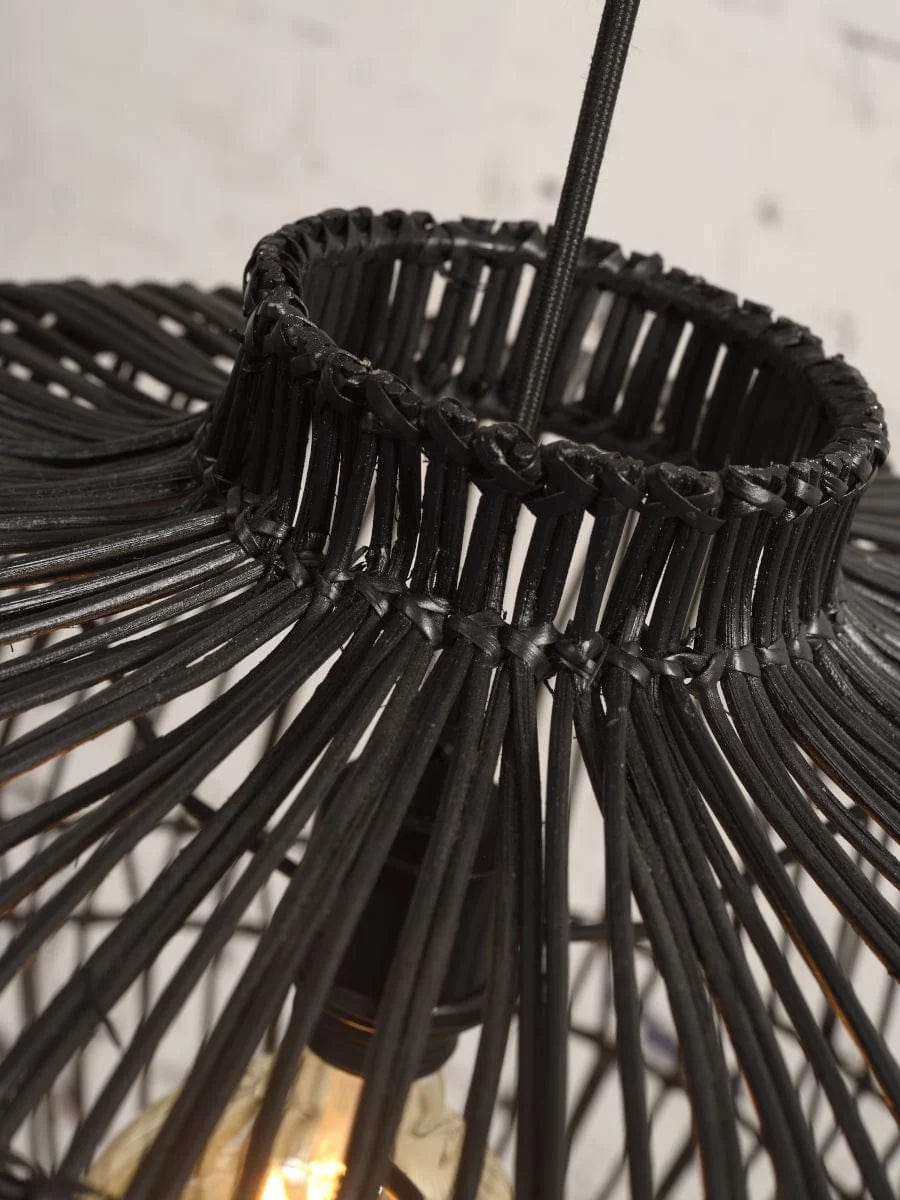 Lampe suspendue en rotin de Madagascar, noire