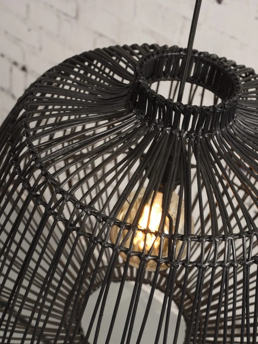 Lampe suspendue en rotin de Madagascar, noire