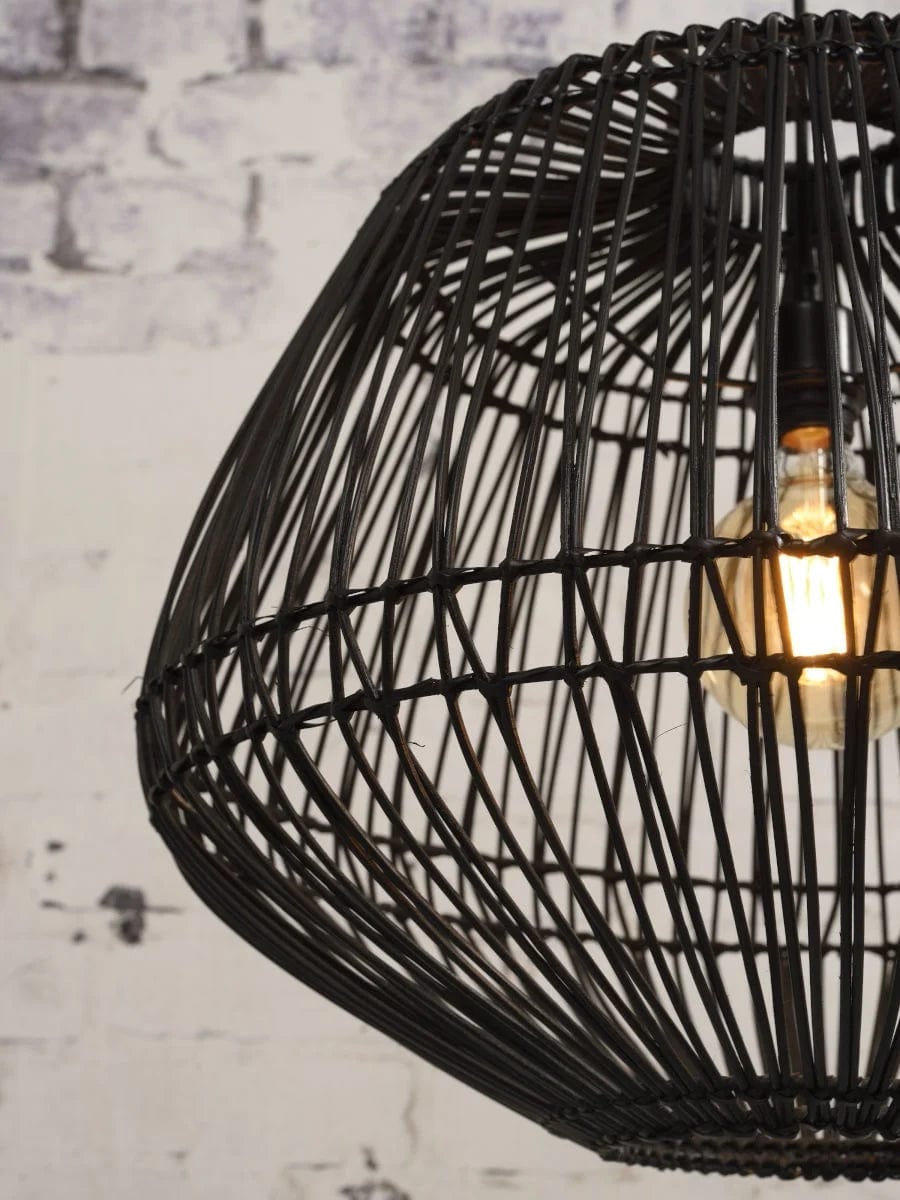 Lampe suspendue en rotin de Madagascar, noire