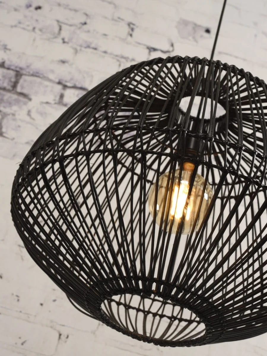 Lampe suspendue en rotin de Madagascar, noire