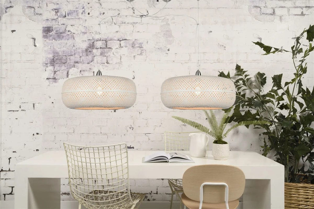 Lampe Suspendue "Palawan Bambou 1 Abat-jour, Blanc" de Good & Mojo