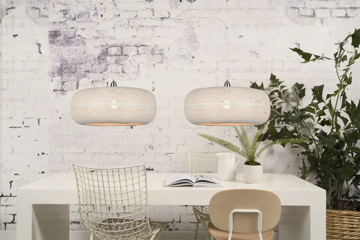 Lampe Suspendue "Palawan Bambou 1 Abat-jour, Blanc" de Good & Mojo