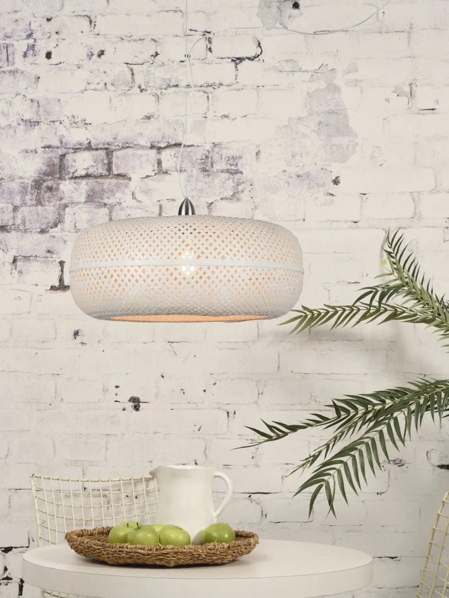 Lampe Suspendue "Palawan Bambou 1 Abat-jour, Blanc" de Good & Mojo