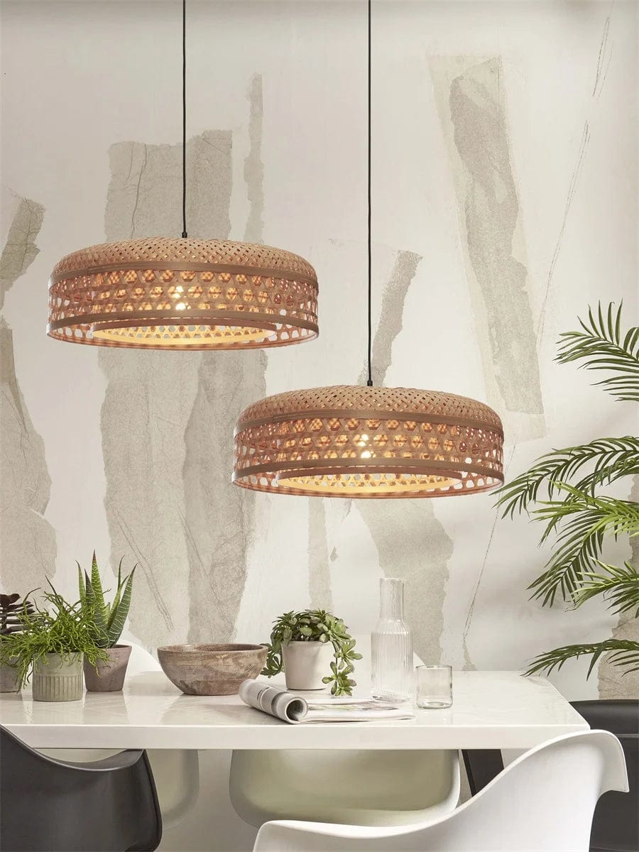 Lampe suspendue Ubud double abat-jour, nat.