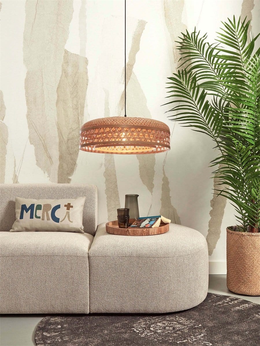 Lampe suspendue Ubud double abat-jour, nat.