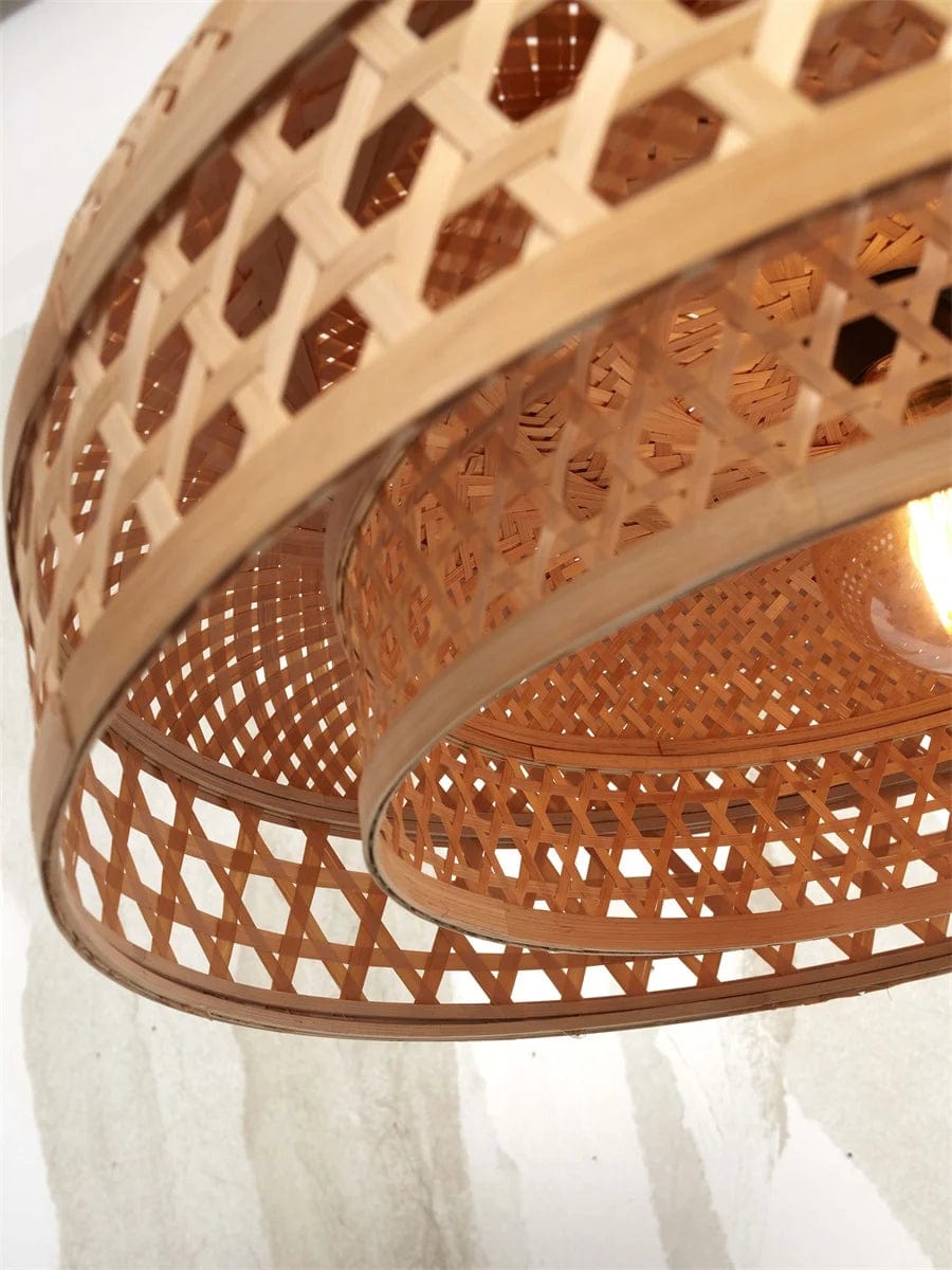 Lampe suspendue Ubud double abat-jour, nat.