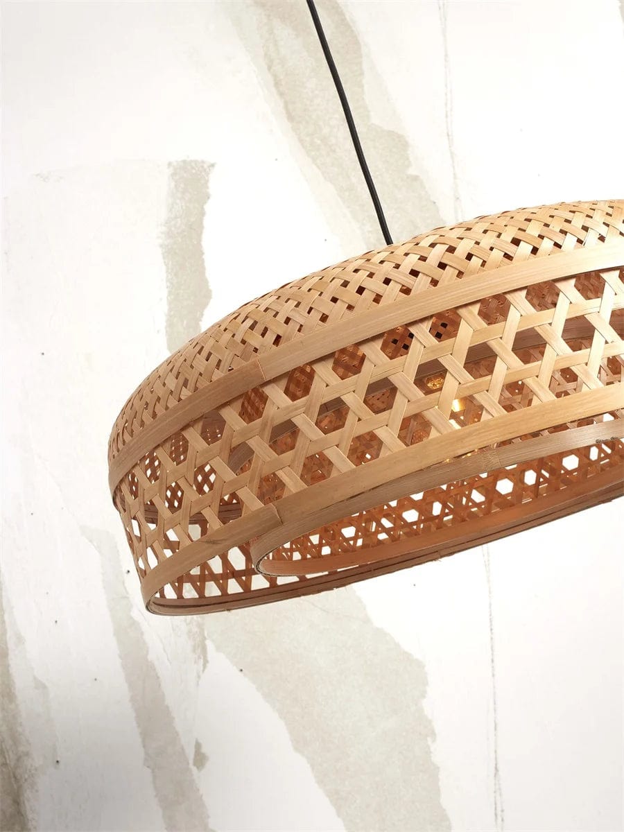 Lampe suspendue Ubud double abat-jour, nat.
