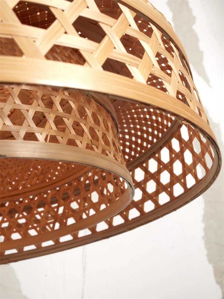 Lampe suspendue Ubud double abat-jour, nat.