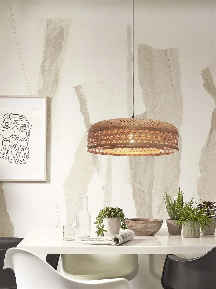 Lampe suspendue Ubud double abat-jour, nat.