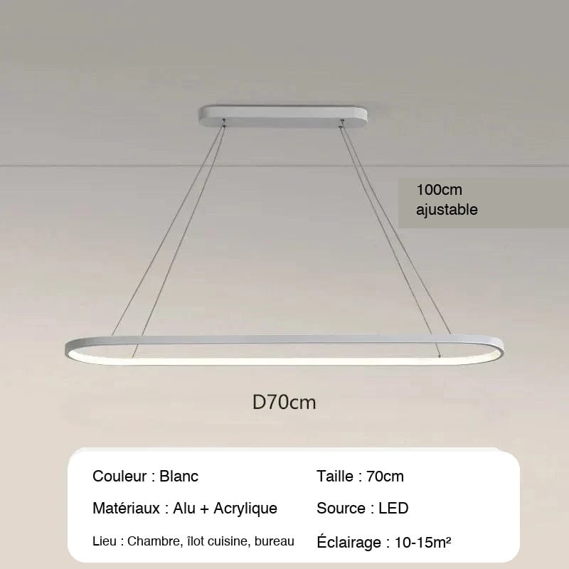 BLANC 70 CM / LUMIÈRE CHAUDE Lampe suspension design led