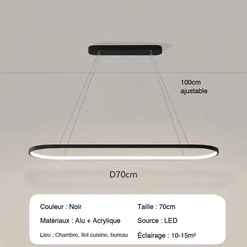 NOIR 70 CM / LUMIÈRE CHAUDE Lampe suspension design led