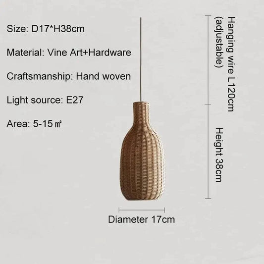 D17cm / Neutral light 4500K Lampe suspension rotin