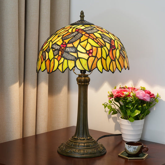 lampe tiffany libellule vert automne