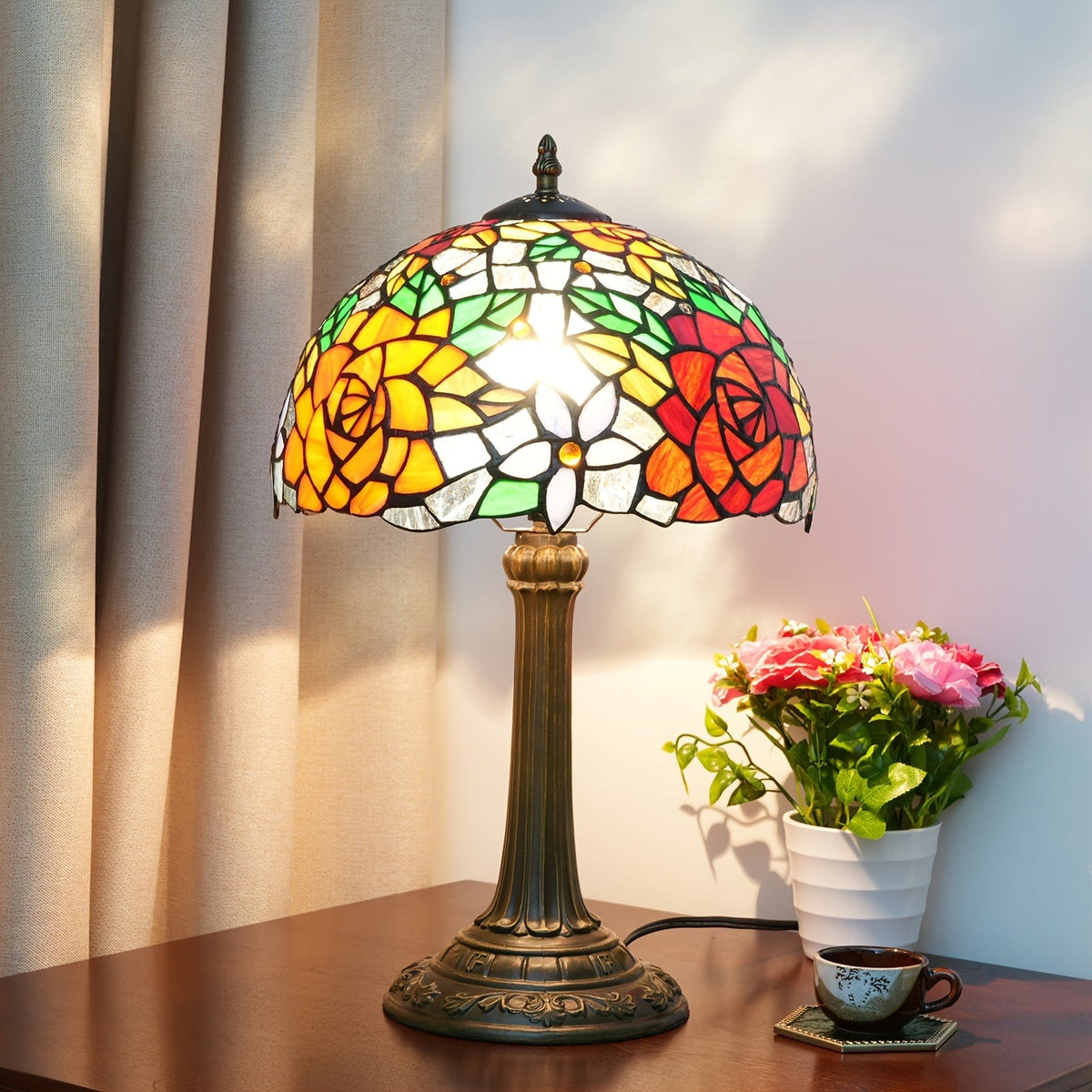 Lampe tiffany rose d'inde