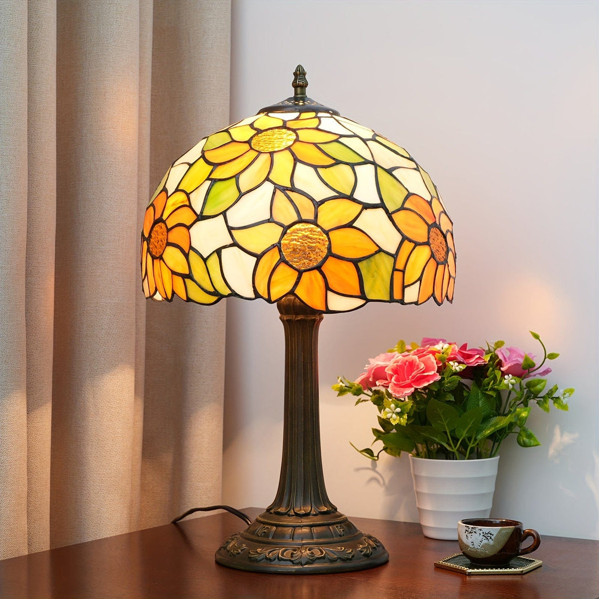 Warm Color Dragonfly Table Lamp Lampe Tiffany tournesol