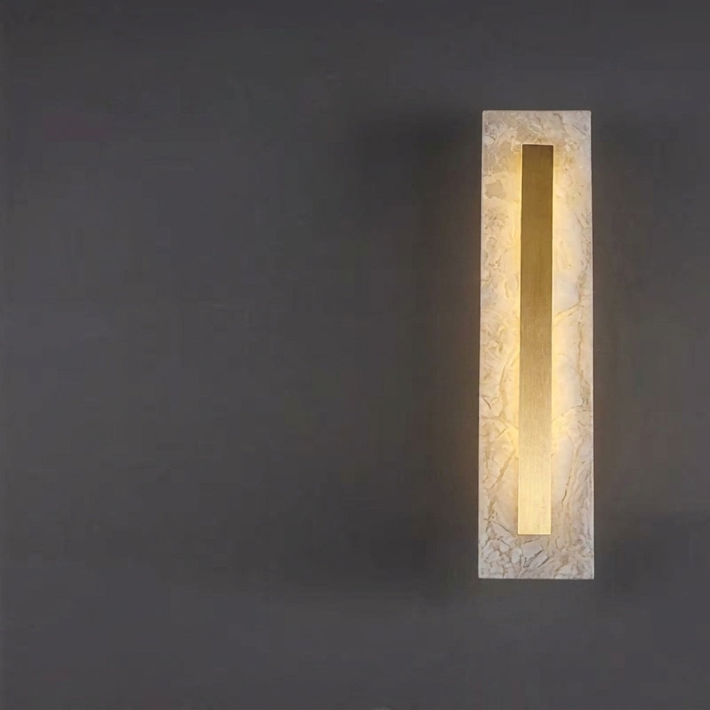 Longue applique murale en marbre blanc avec bande dorée 50 CM / LUMIÈRE FROIDE