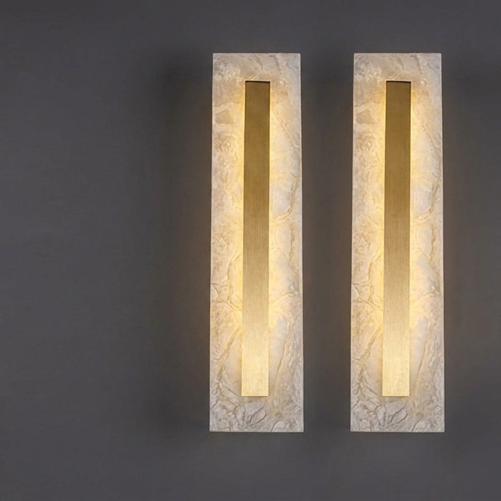 Longue applique murale en marbre blanc avec bande dorée 60 CM / LUMIÈRE FROIDE