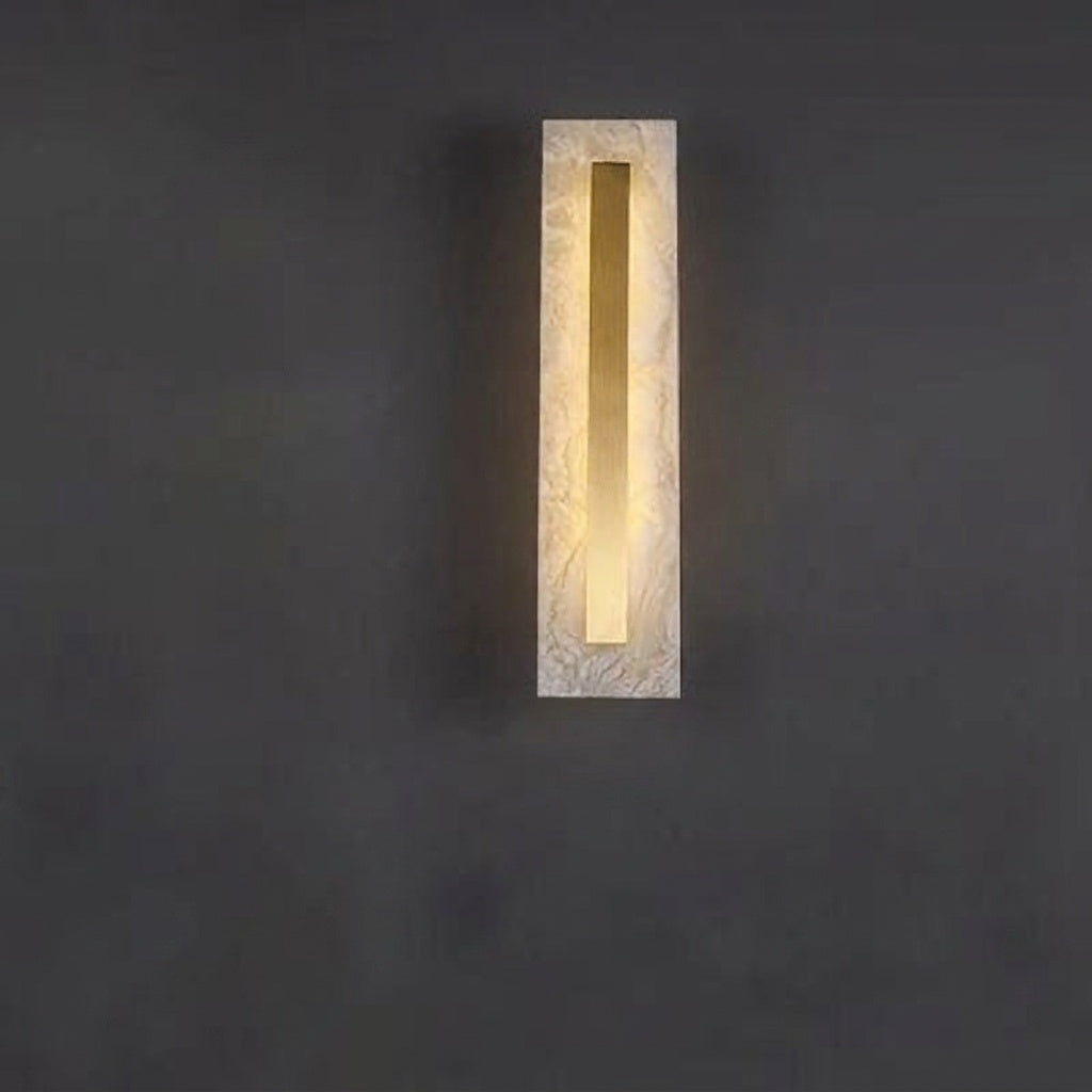 Longue applique murale en marbre blanc avec bande dorée 80 CM / LUMIÈRE FROIDE