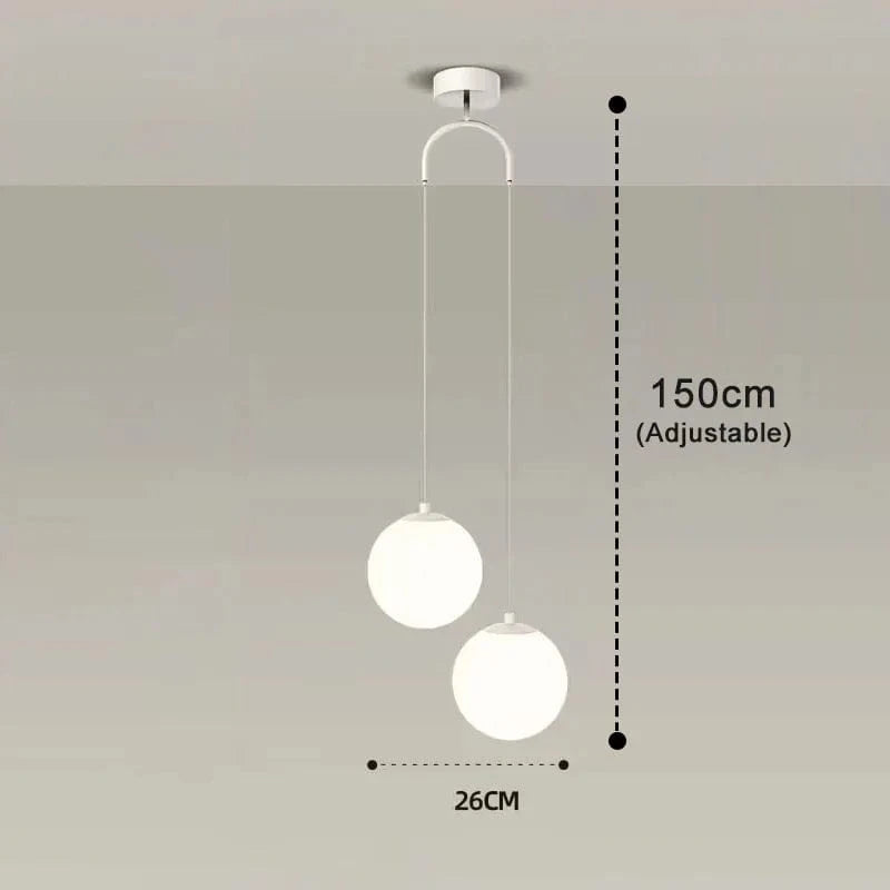 BLANC 2 TÊTES / LUMIÈRE CHAUDE Luminaire boules suspendues