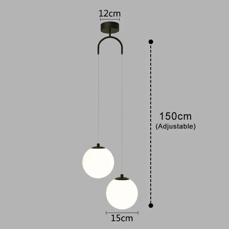 NOIR 2 TÊTES / LUMIÈRE CHAUDE Luminaire boules suspendues