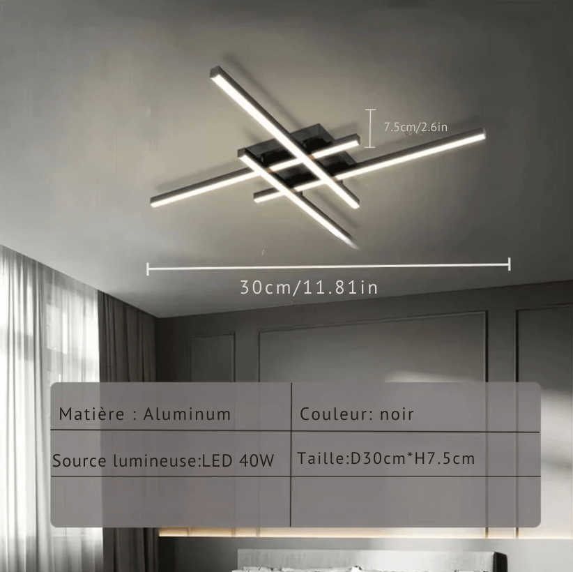 NOIR 30 CM / LUMIÈRE FROIDE Luminaire plafonnier led
