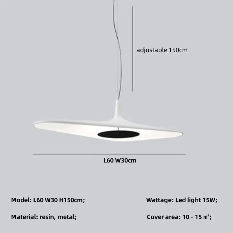 BLANC LARGEUR 60cm 15 HAUTEUR / LUMIÈRE NEUTRE 4200K Luminaire suspension art déco