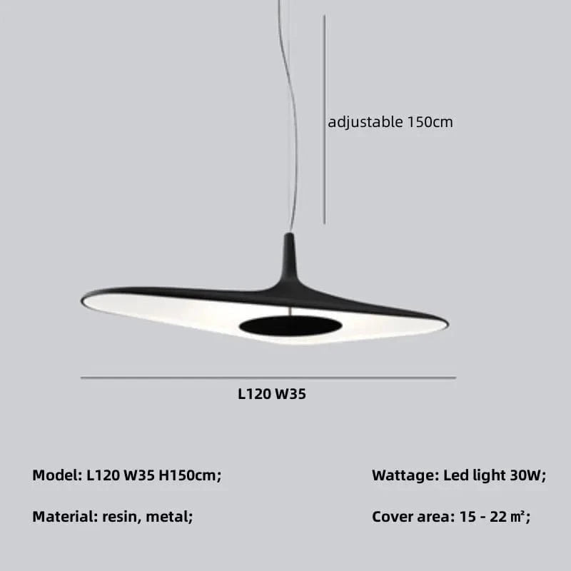 NOIR LARGEUR 120cm 30 HAUTEUR / LUMIÈRE NEUTRE 4200K Luminaire suspension art déco