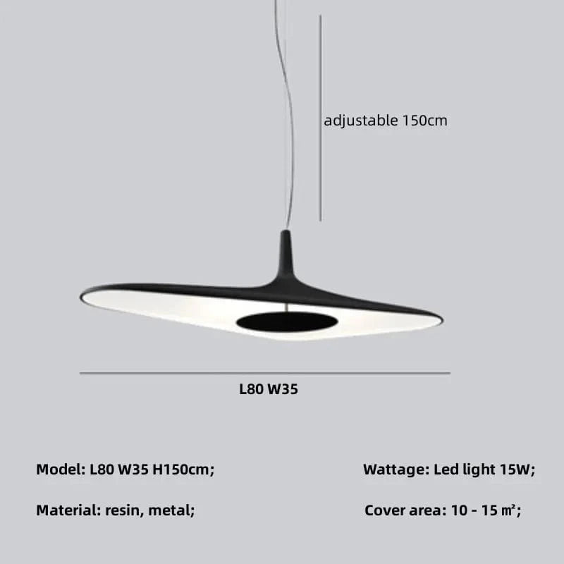 NOIR LARGEUR 80cm 15 HAUTEUR / LUMIÈRE CHAUDE 3000K Luminaire suspension art déco