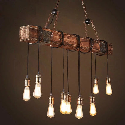 10 heads no bulbs / CHINA Luminaire suspension rustique poutre de bois