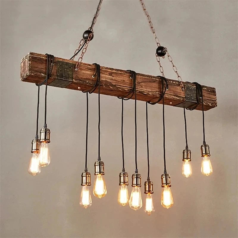 10 heads no bulbs / CHINA Luminaire suspension rustique poutre de bois