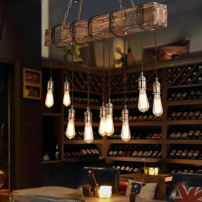 10 heads no bulbs / CHINA Luminaire suspension rustique poutre de bois
