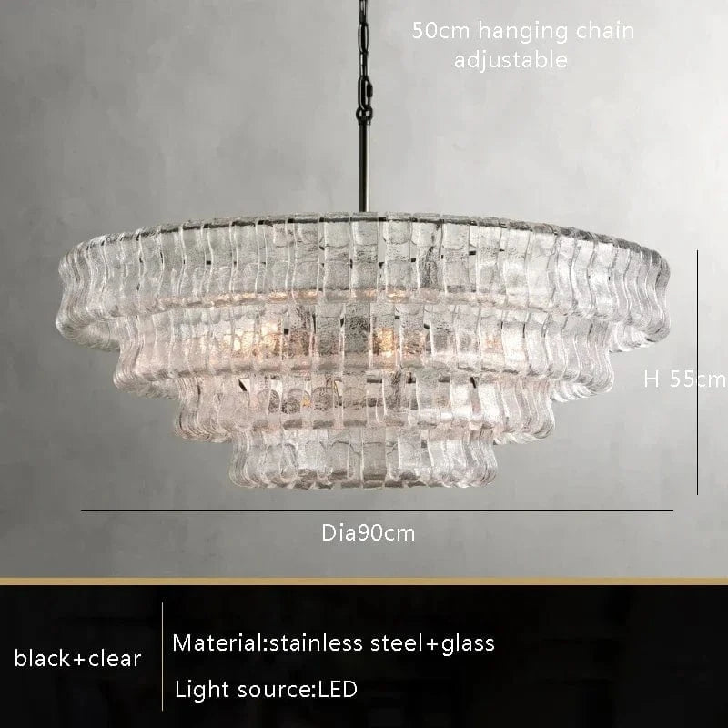 black clear 90cm / Natural light Lustre art déco en verre