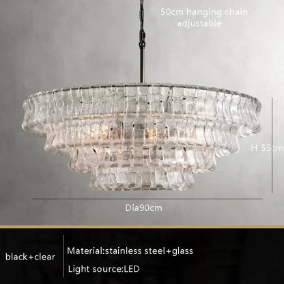black clear 90cm / Natural light Lustre art déco en verre