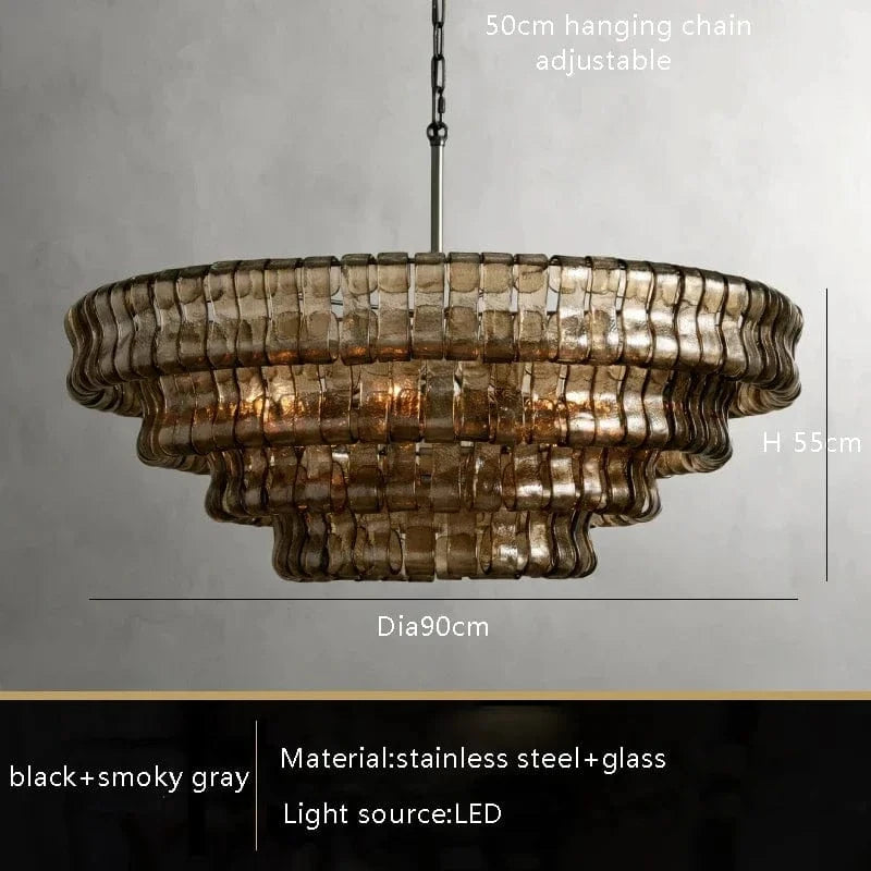 black gray 90cm / Natural light Lustre art déco en verre