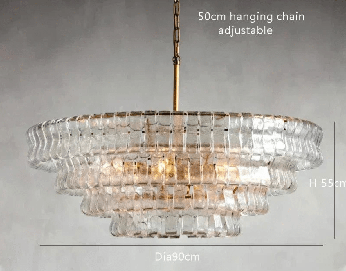 DIAMÈTRE 90cm gold clear / LUMIÈRE NEUTRE Lustre art déco en verre